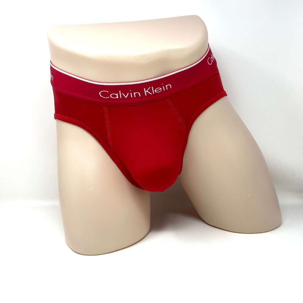 Calvin Klein 4 Pack Mans Underwear Microfiber Red Blue Gray Hip Brief NP23460907 - Picture 4 of 9